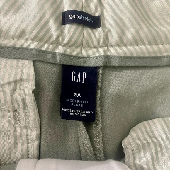 Gap Sage Green Velour Modern Fit Flare Pants Sz 8 Ankle - Picture 9 of 9